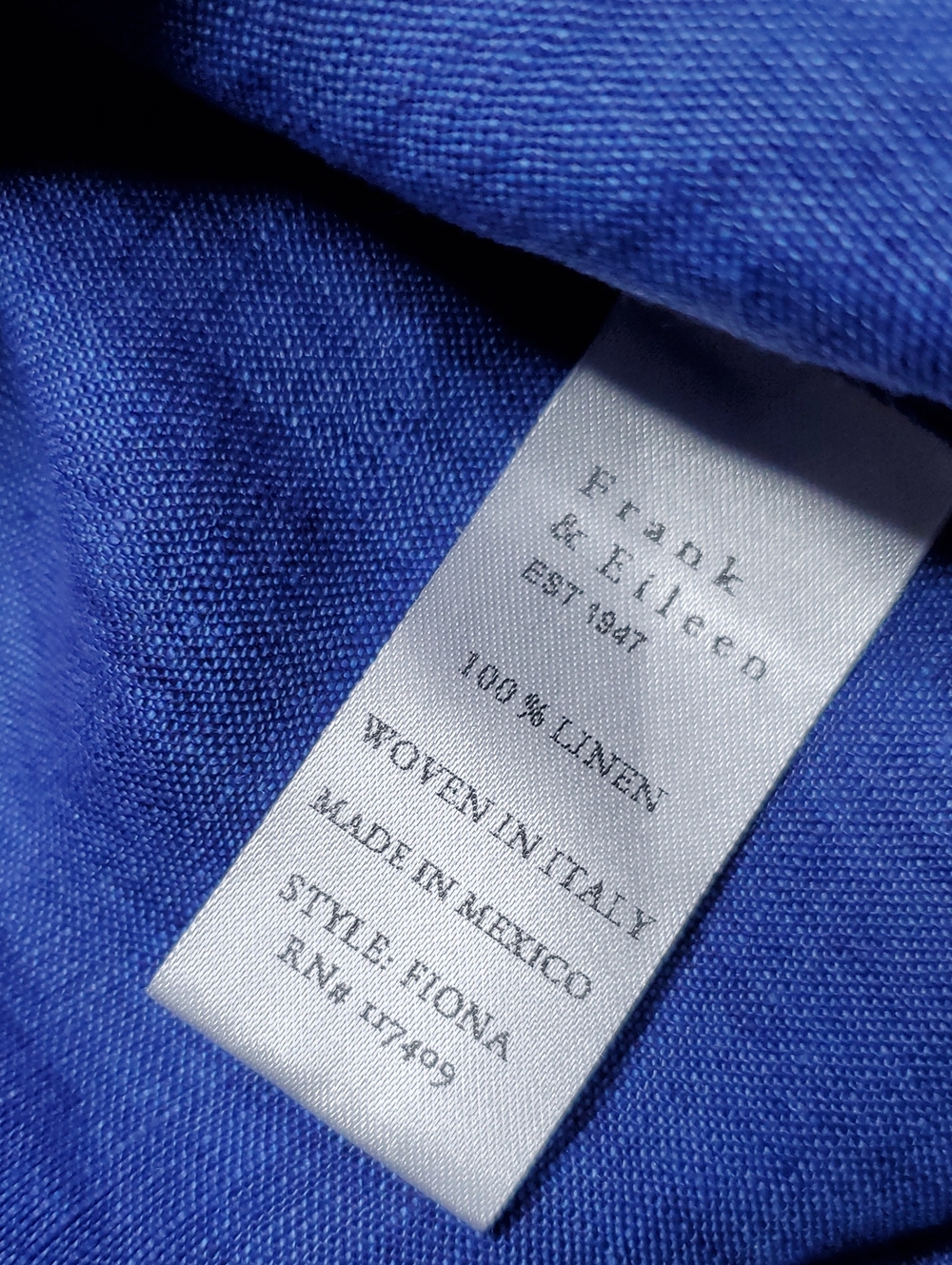 Frank & Eileen Sleeveless Button Down Shirt in Famous Blue Womens Size XS - Picture 5 of 7